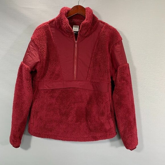 PINK Victorias Secret Sweatshirt Womens XS Fuzzy Fleece 1/4 Zip Pullover Pockets - Picture 1 of 10